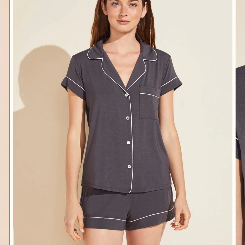 eberjey Gisele Shortie Short PJ Set Size Small in Graphite/Sorbet Pink NWT